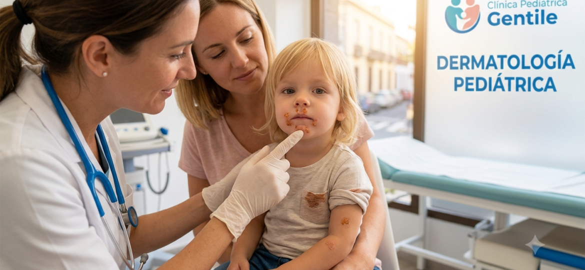 consulta dermatologia pediatrica clinica gentile impetigo infantil costras miel